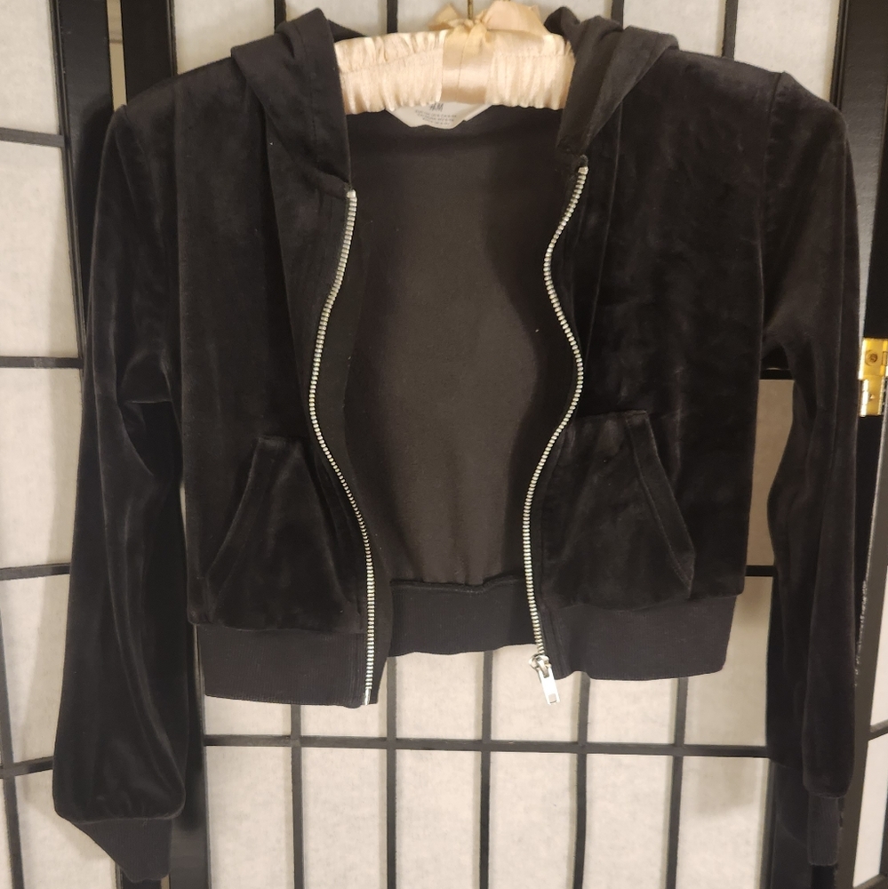 Velour hooded jacket